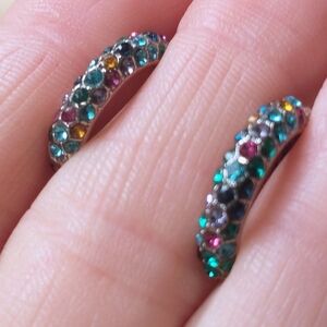 Colorful Rhinestone Hoop Earrings